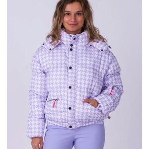 OOSC CHIC PUFFER JACKET PURPLE HOUNDSTOOTH